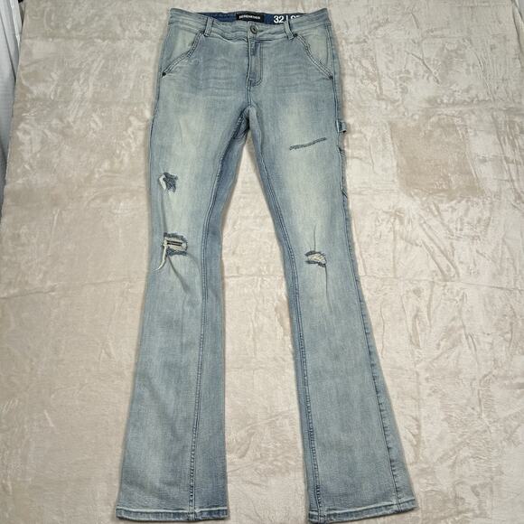 SERENADE Stacked Flared Skinny Carpenter Blue Jeans Denim Men's Size 32x34